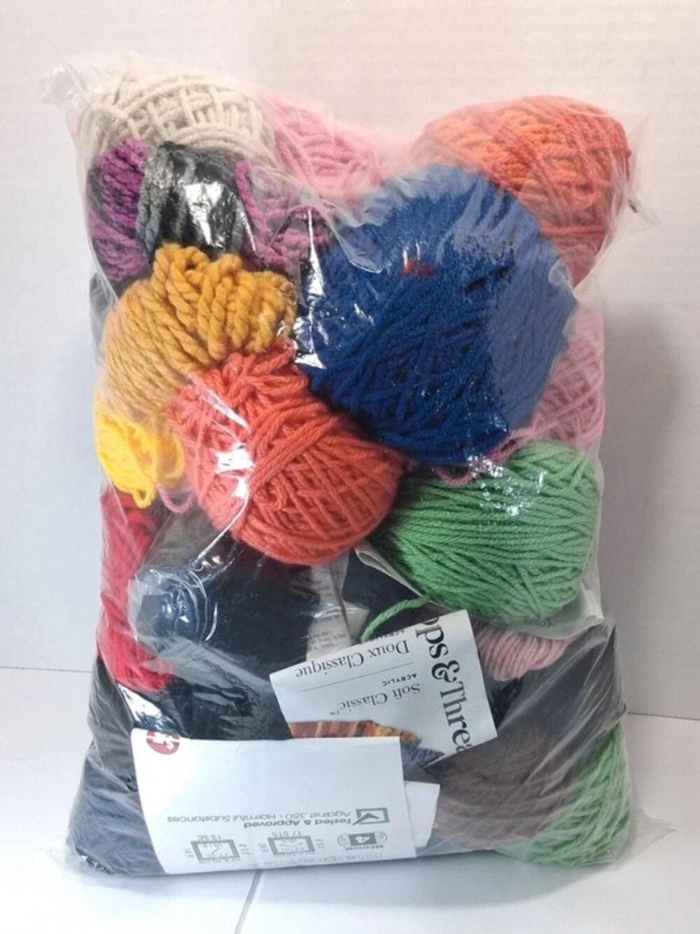 Large Bag of Scrap Yarn – Acrylic & Wool Blend – Mixed Colors & Weights – Craft